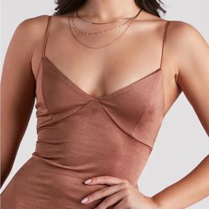 NWT Windsor caramel colored satin mini dress